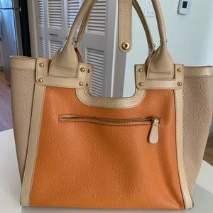 Charles Jourdan handbag nude and orange leather
